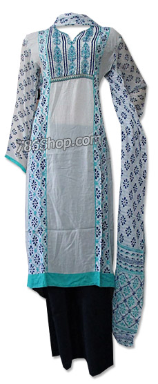  White/Navy Lawn Suit | Pakistani Dresses in USA- Image 1