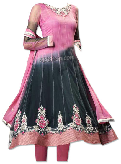  Black/Tea Pink Chiffon Suit | Pakistani Dresses in USA- Image 1