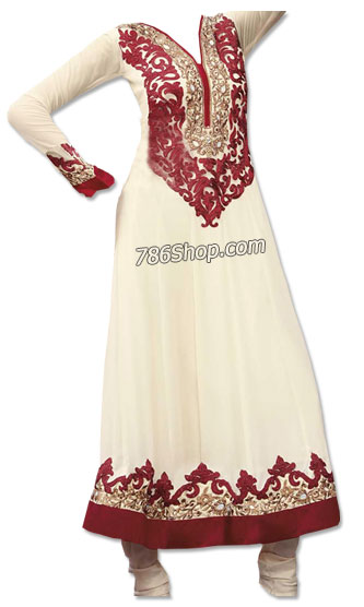  Cream Georgette Suit | Pakistani Dresses in USA- Image 1