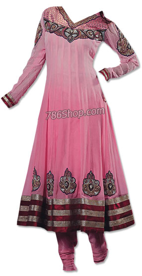  Pink Chiffon Suit | Pakistani Dresses in USA- Image 1