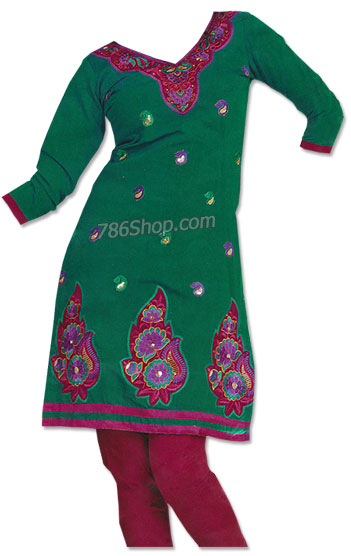  Green/Pink Georgette Suit | Pakistani Dresses in USA- Image 1