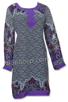  Purple/Green Georgette Kurti | Pakistani Dresses in USA- Image 1