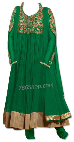  Green Chiffon Suit | Pakistani Dresses in USA- Image 1