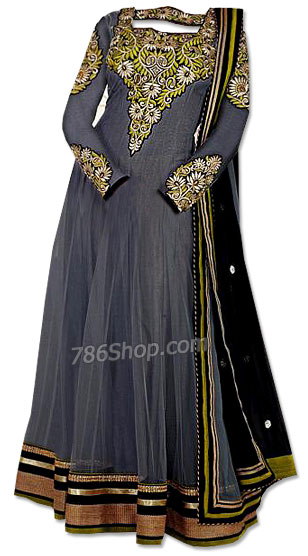  Grey Chiffon Suit | Pakistani Dresses in USA- Image 1