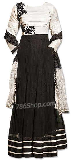  Black/Off-White Chiffon Suit | Pakistani Dresses in USA- Image 1