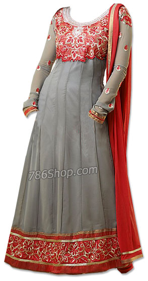  Grey Georgette Suit | Pakistani Dresses in USA- Image 1