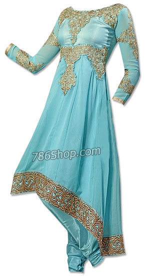  Turquoise Georgette Suit | Pakistani Dresses in USA- Image 1