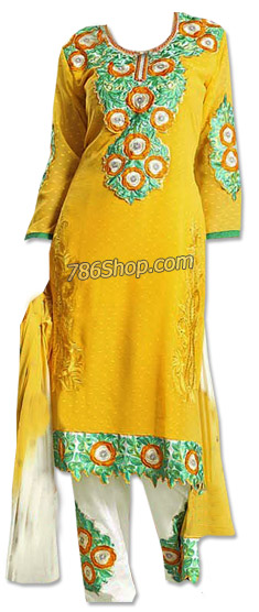  Yellow Georgette Suit | Pakistani Dresses in USA- Image 1