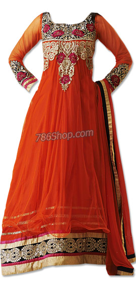  Orange Net Suit | Pakistani Dresses in USA- Image 1