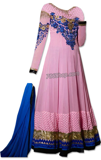  Pink/Blue Georgette Suit | Pakistani Dresses in USA- Image 1