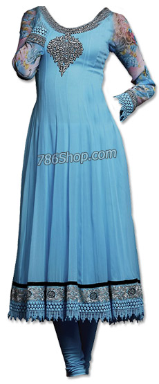  Sky Blue Chiffon Suit | Pakistani Dresses in USA- Image 1