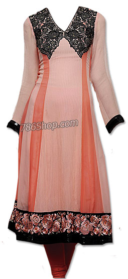  Peach Georgette Suit | Pakistani Dresses in USA- Image 1