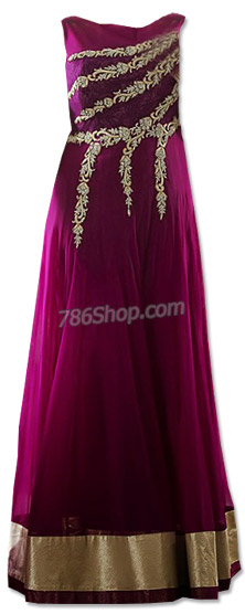  Magenta Crinkle Chiffon Suit | Pakistani Dresses in USA- Image 1