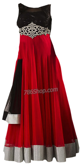  Red Chiffon Suit | Pakistani Dresses in USA- Image 1