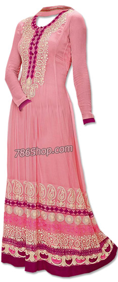  Pink Chiffon Suit | Pakistani Dresses in USA- Image 1