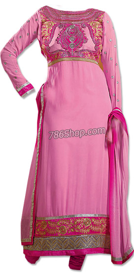  Pink Chiffon Suit | Pakistani Dresses in USA- Image 1