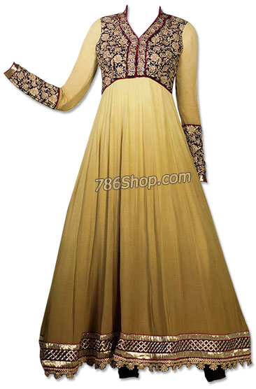  Beige Chiffon Suit | Pakistani Dresses in USA- Image 1