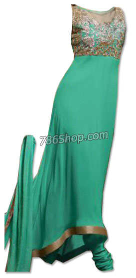  Sea Green Georgette Suit | Pakistani Dresses in USA- Image 1