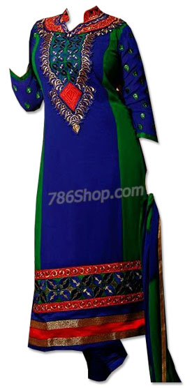  Blue/Green Georgette Suit | Pakistani Dresses in USA- Image 1