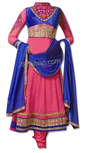  Pink Chiffon Suit | Pakistani Dresses in USA- Image 1