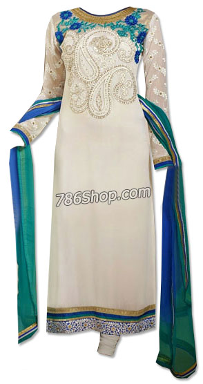 Off-White Chiffon Suit | Pakistani Dresses in USA