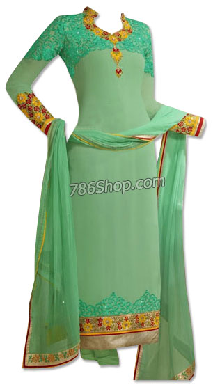  Light Green Georgette Suit | Pakistani Dresses in USA- Image 1