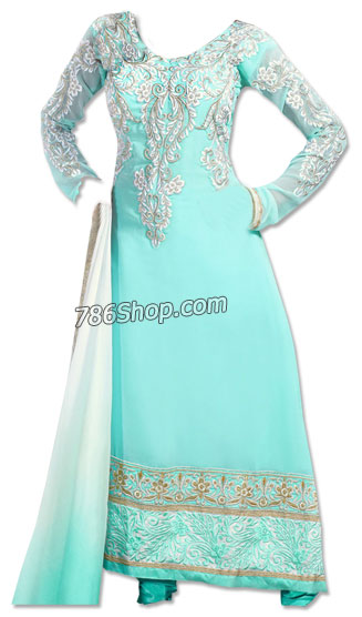  Sea Green Georgette Suit | Pakistani Dresses in USA- Image 1