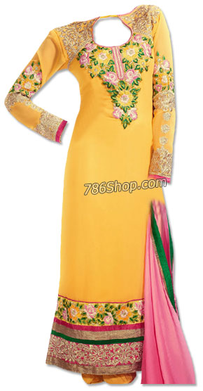  Yellow Georgette Suit | Pakistani Dresses in USA- Image 1
