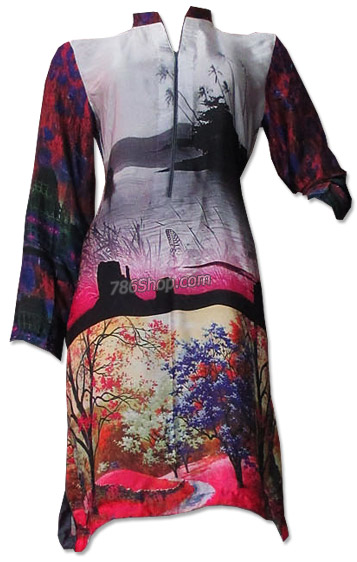  Multicolor Silk Kurti | Pakistani Dresses in USA- Image 1