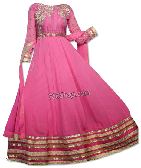  Pink Chiffon Suit | Pakistani Dresses in USA- Image 1