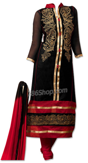  Black/Red Georgette Suit | Pakistani Dresses in USA- Image 1
