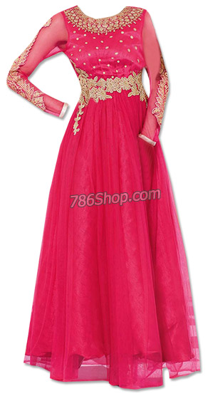  Hot  Pink Chiffon Suit | Pakistani Dresses in USA- Image 1