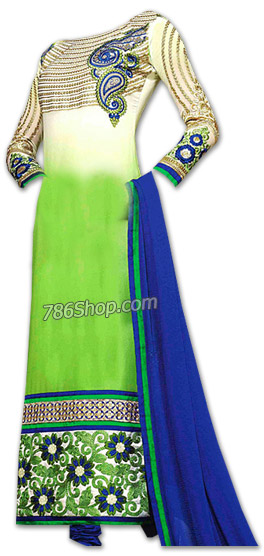  Green/Blue Georgette Suit | Pakistani Dresses in USA- Image 1