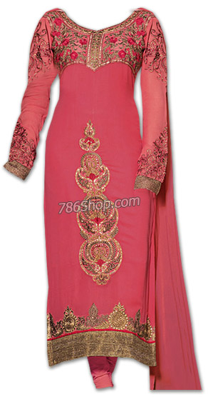  Tea Pink Georgette Suit | Pakistani Dresses in USA- Image 1