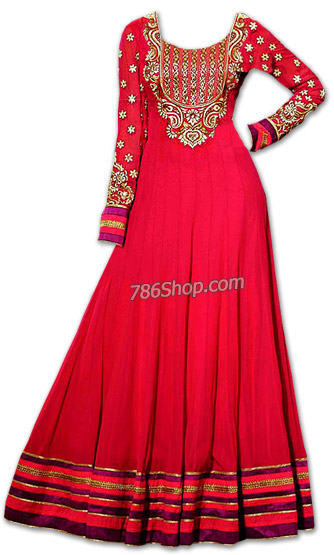  Red Chiffon Suit | Pakistani Dresses in USA- Image 1