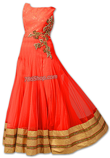  Peach Chiffon Suit | Pakistani Dresses in USA- Image 1