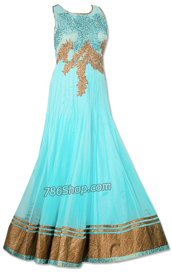  Sky Blue Chiffon Suit | Pakistani Dresses in USA- Image 1