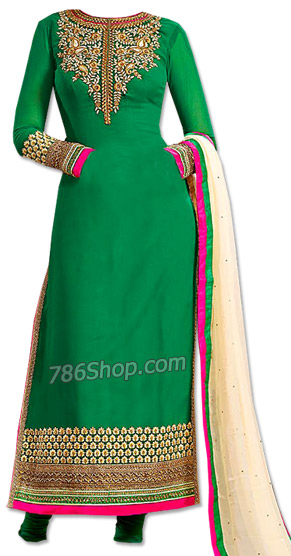  Green Georgette Suit | Pakistani Dresses in USA- Image 1