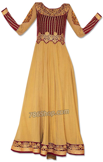  Beige Chiffon Suit | Pakistani Dresses in USA- Image 1