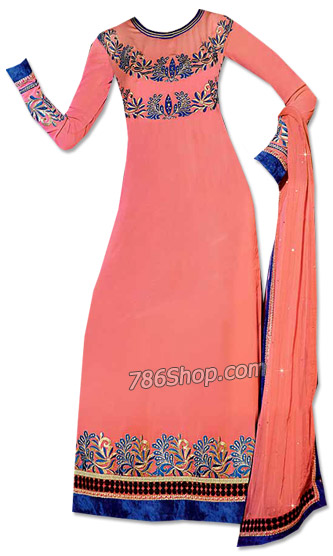  Peach Georgette Suit | Pakistani Dresses in USA- Image 1