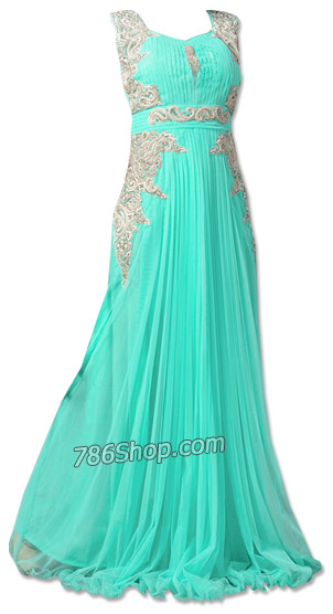  Turquoise Chiffon Suit | Pakistani Dresses in USA- Image 1