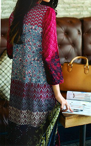 Sunshine by Alzohaib. Hot Pink/Blue Lawn Suit. | Pakistani Dresses in USA- Image 2