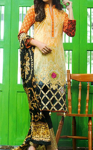 Sunshine by Alzohaib. Cream/Black Lawn Suit. | Pakistani Dresses in USA- Image 1