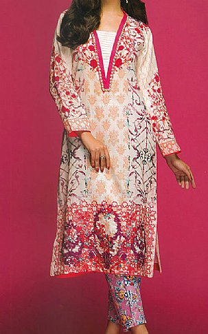 Sunshine by Alzohaib. Off-white/Magenta Lawn Suit. (2 Pcs) | Pakistani Dresses in USA- Image 1