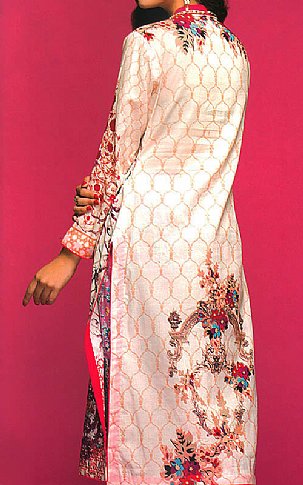 Sunshine by Alzohaib. Off-white/Magenta Lawn Suit. (2 Pcs) | Pakistani Dresses in USA- Image 2