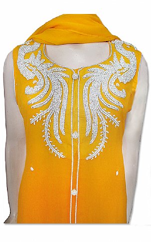  Mustard Chiffon Suit | Pakistani Dresses in USA- Image 2