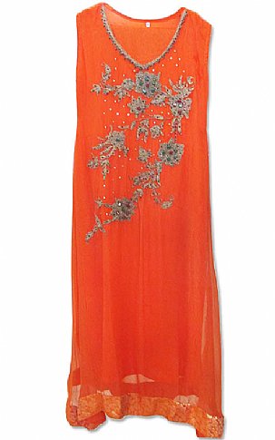  Orange Chiffon Suit | Pakistani Dresses in USA- Image 1