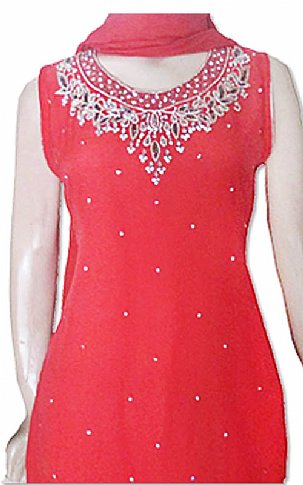  Brink Pink Chiffon Suit | Pakistani Wedding Dresses USA- Image 2