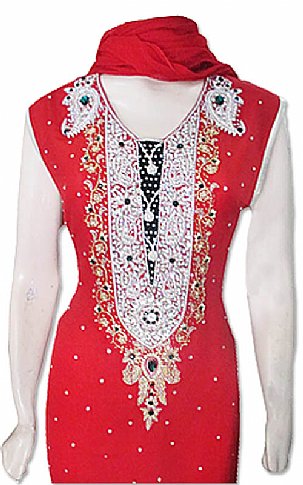  Red Chiffon Suit | Pakistani Dresses in USA- Image 2