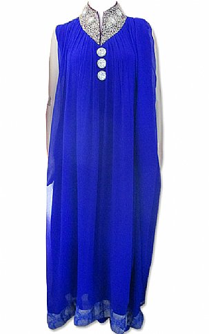  Royal Blue Chiffon Suit | Pakistani Dresses in USA- Image 1